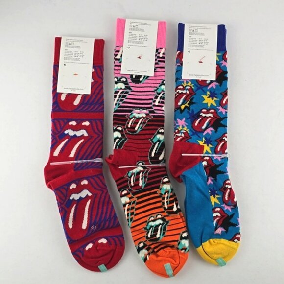 Happy Socks x Rolling Stones Men's 3 Pairs Combed Cotton Blend Socks Sz 8-12 - Picture 8 of 14